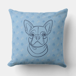 Französische Bulldogge Dekoratives Linienkunstmust Kissen