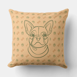 Französische Bulldogge Dekoratives Linienkunstmust Kissen