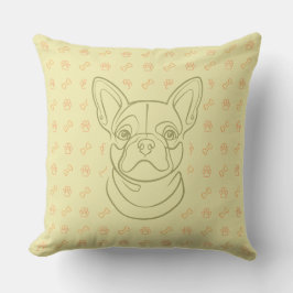 Französische Bulldogge Dekoratives Linienkunstmust Kissen