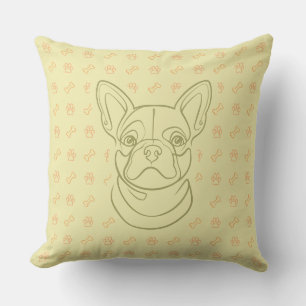 Französische Bulldogge Dekoratives Linienkunstmust Kissen