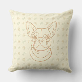 Französische Bulldogge Dekoratives Linienkunstmust Kissen
