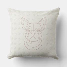 Französische Bulldogge Dekoratives Linienkunstmust Kissen