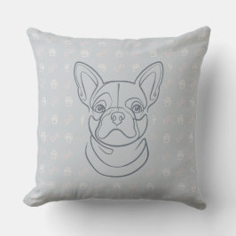 Französische Bulldogge Dekoratives Linienkunstmust Kissen