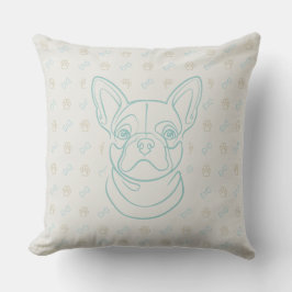 Französische Bulldogge Dekoratives Linienkunstmust Kissen
