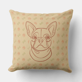 Französische Bulldogge Dekoratives Linienkunstmust Kissen