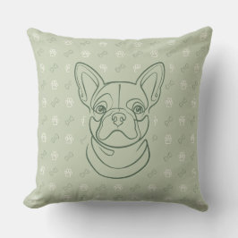 Französische Bulldogge Dekoratives Linienkunstmust Kissen