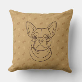 Französische Bulldogge Dekoratives Linienkunstmust Kissen