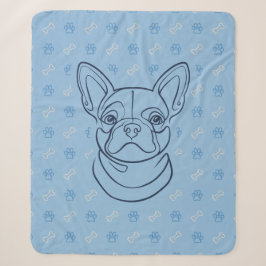 Französische Bulldogge Dekoratives Linienkunstmust Sherpadecke