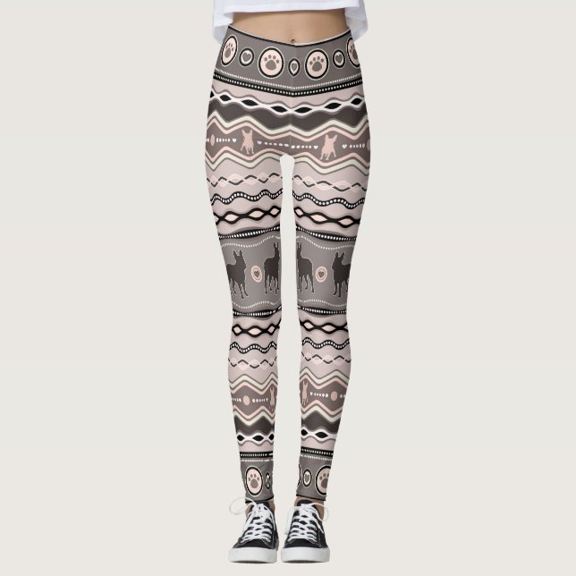 Französische Bulldogge - dekoratives Muster in den Leggings (Vorderseite)