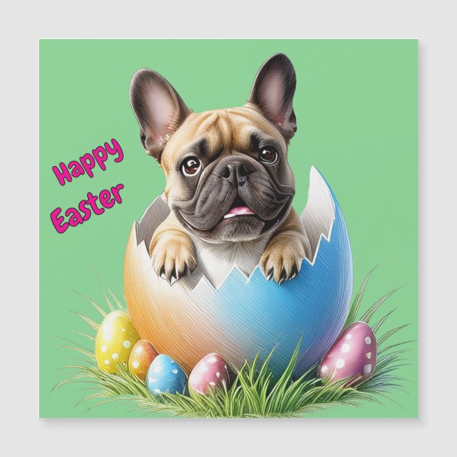 Französische Bulldogge Ei Ostern French Bulldog Magnetkarte (Vorderseite)