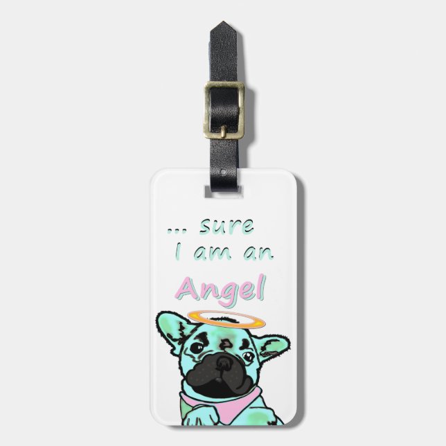 Französische Bulldogge Engel French Bulldog  Gepäckanhänger (Vorderseite vertikal)
