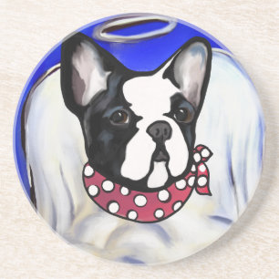 Französische Bulldogge Engel Sandstein Untersetzer