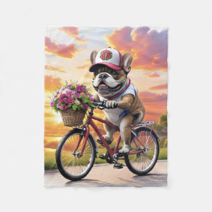 Französische Bulldogge Fahrrad French Bulldog Fleecedecke