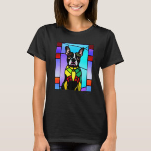 Französische Bulldogge - Farbige Buntglas Pop Art T-Shirt