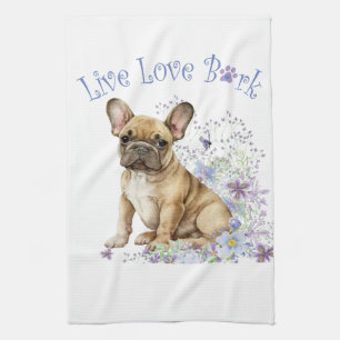 Französische Bulldogge Floral Geschirrtuch