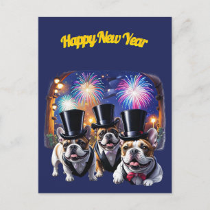 Französische Bulldogge Frack French Bulldog Neujah Einladungspostkarte