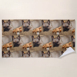 Französische Bulldogge Freizeit French Bulldog Strandtuch