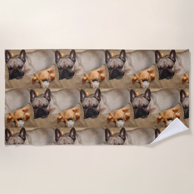 Französische Bulldogge Freizeit French Bulldog Strandtuch (Vorderseite)