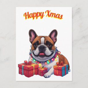 Französische Bulldogge French Bulldog Lichterkette Postkarte