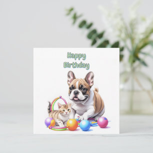 Französische Bulldogge French Bulldog mit Katze