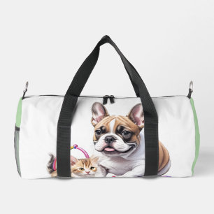 Französische Bulldogge French Bulldog mit Katze Duffle Bag