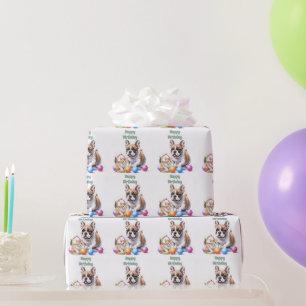 Französische Bulldogge French Bulldog mit Katze Geschenkpapier