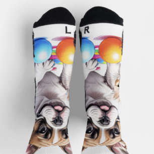 Französische Bulldogge French Bulldog mit Katze Socken