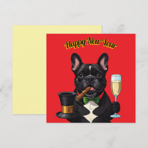 Französische Bulldogge French Bulldog Neujahr Dankeskarte