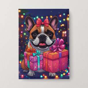 Französische Bulldogge French Bulldog Weihnachten Button