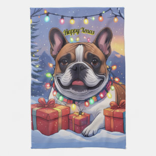 Französische Bulldogge French Bulldog Weihnachten Geschirrtuch