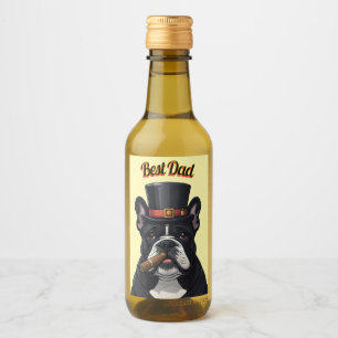 Französische Bulldogge French Bulldog Zigarre Weinetikett