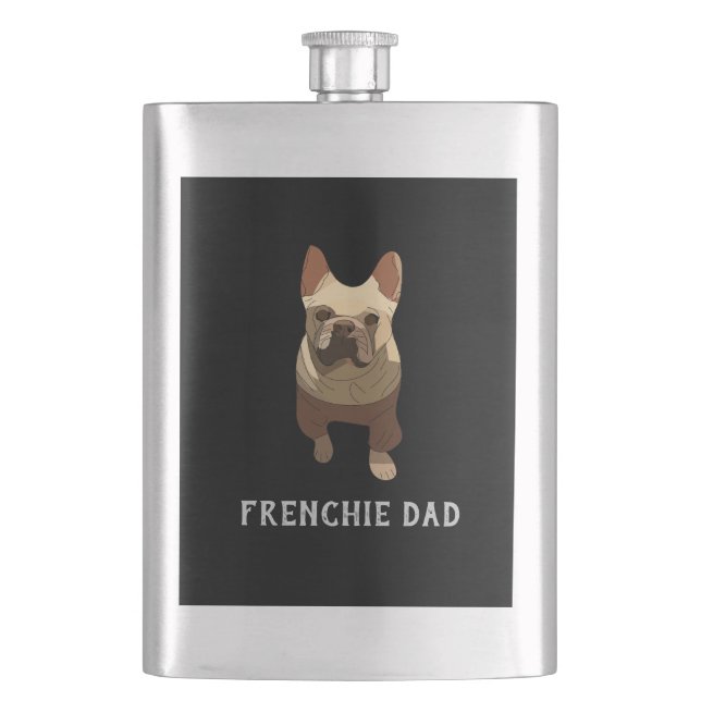 Französische Bulldogge, Frenchie Dad Flachmann (Vorderseite)