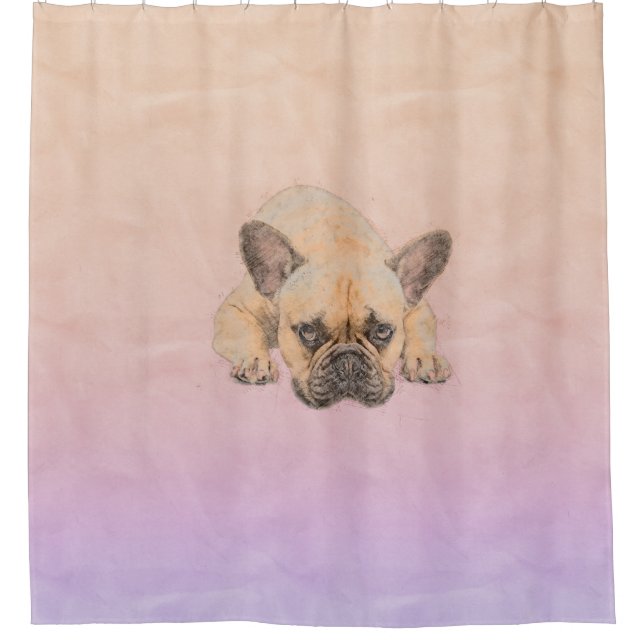 Französische Bulldogge - Frenchie Hund Duschvorhang (Vorderseite)