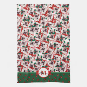 Französische Bulldogge Frenchie Monogramm Weihnach Geschirrtuch