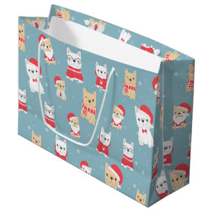 Französische Bulldogge Frenchie Weihnachtsmuster Große Geschenktüte