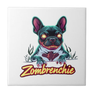 Französische Bulldogge Frenchie Zombie Hund Hallow Fliese