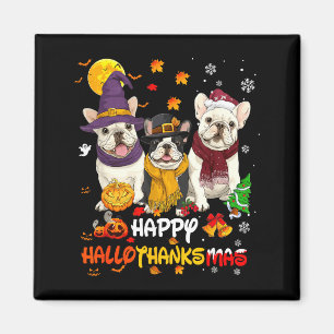 Französische Bulldogge Frohe Hallothanksmas Hunde Magnet