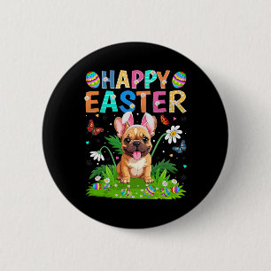Französische Bulldogge Frohe Ostereier-Suche Bunny Button