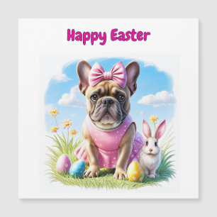 Französische Bulldogge Frohe Ostern French Bulldog Magnetkarte