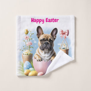 Französische Bulldogge Frohe Ostern French Bulldog Waschlappen