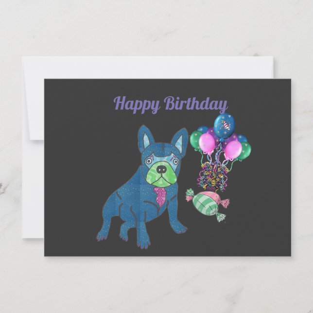 Französische Bulldogge Geburtstag French Bulldog Einladung (Vorderseite)