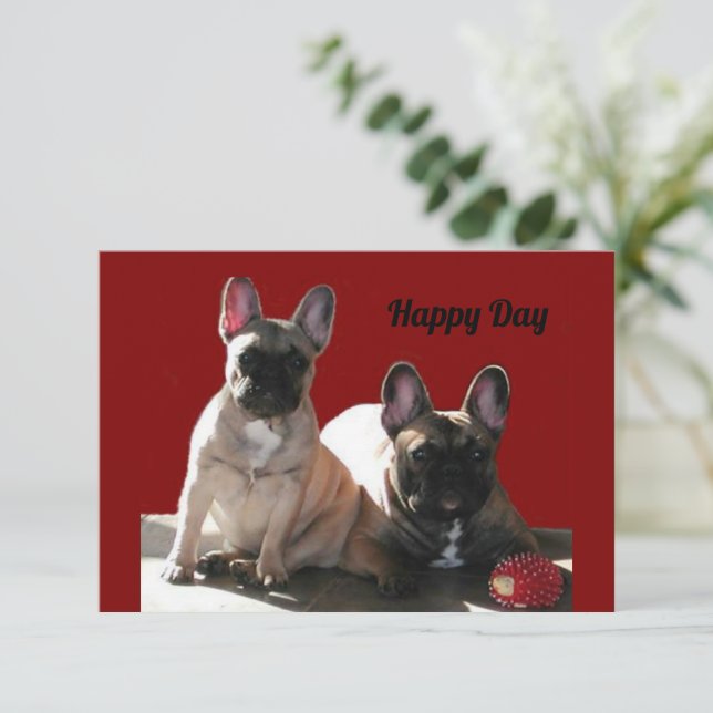 Französische Bulldogge Geburtstag French Bulldog Einladung (Stehend Vorderseite)
