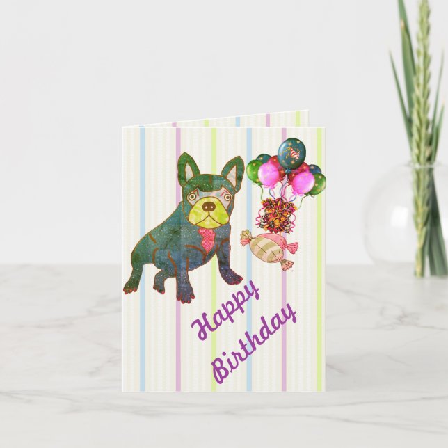 Französische Bulldogge Geburtstag French Bulldog Karte (Vorderseite)