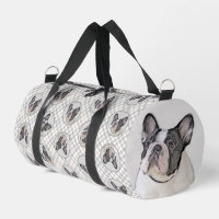 Französische Bulldogge Gemälde Weiß Schwarz Geflec