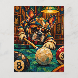 Französische Bulldogge, geometrisches Mosaik Postkarte