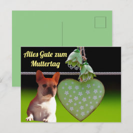 Französische Bulldogge Grünes Herz French Bulldog Postkarte