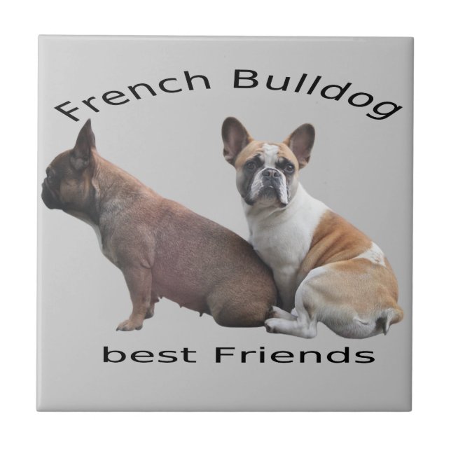 Französische Bulldogge Gute Freunde French Bulldog Fliese (Vorderseite)
