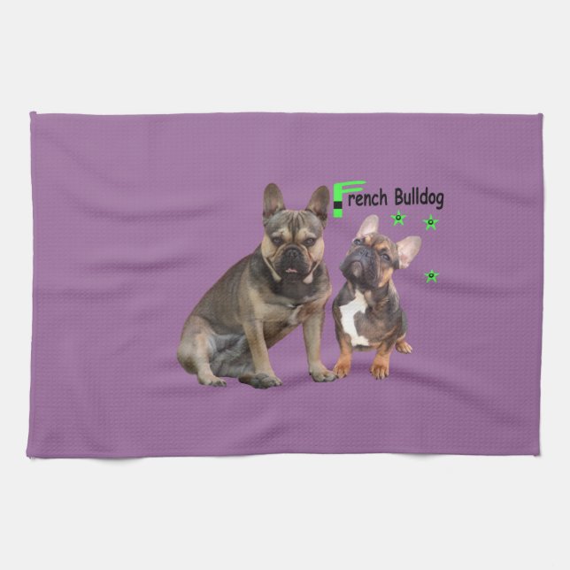 Französische Bulldogge Gute Freunde French Bulldog Geschirrtuch (Horizontal)