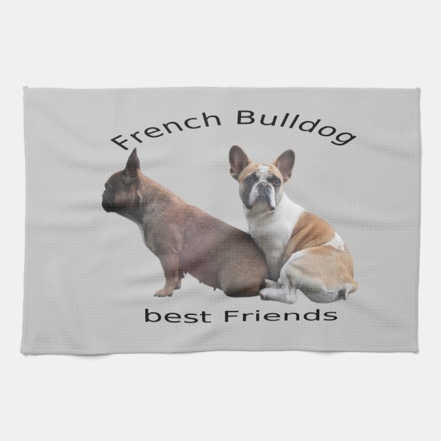 Französische Bulldogge Gute Freunde French Bulldog Handtuch (Horizontal)