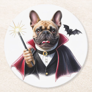 französische Bulldogge Halloween French Bulldog Runder Pappuntersetzer